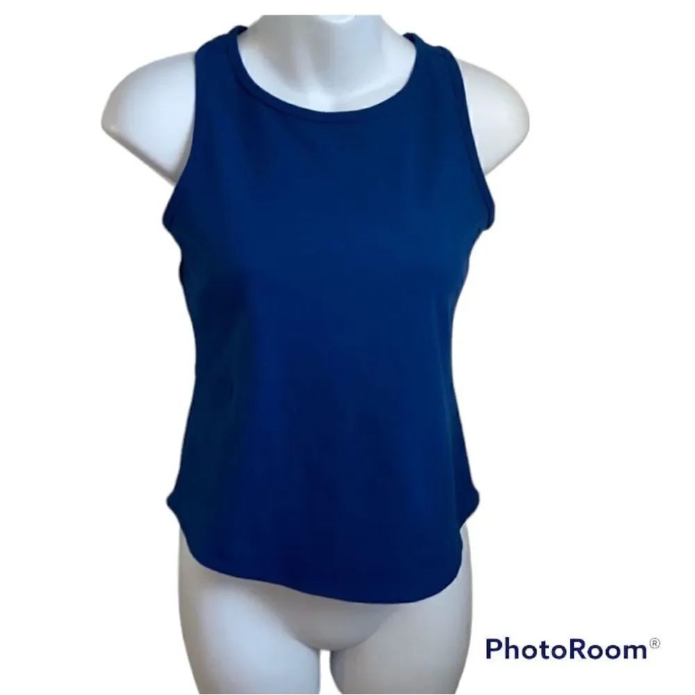 Zella blue caspia ribbed tank M NWT